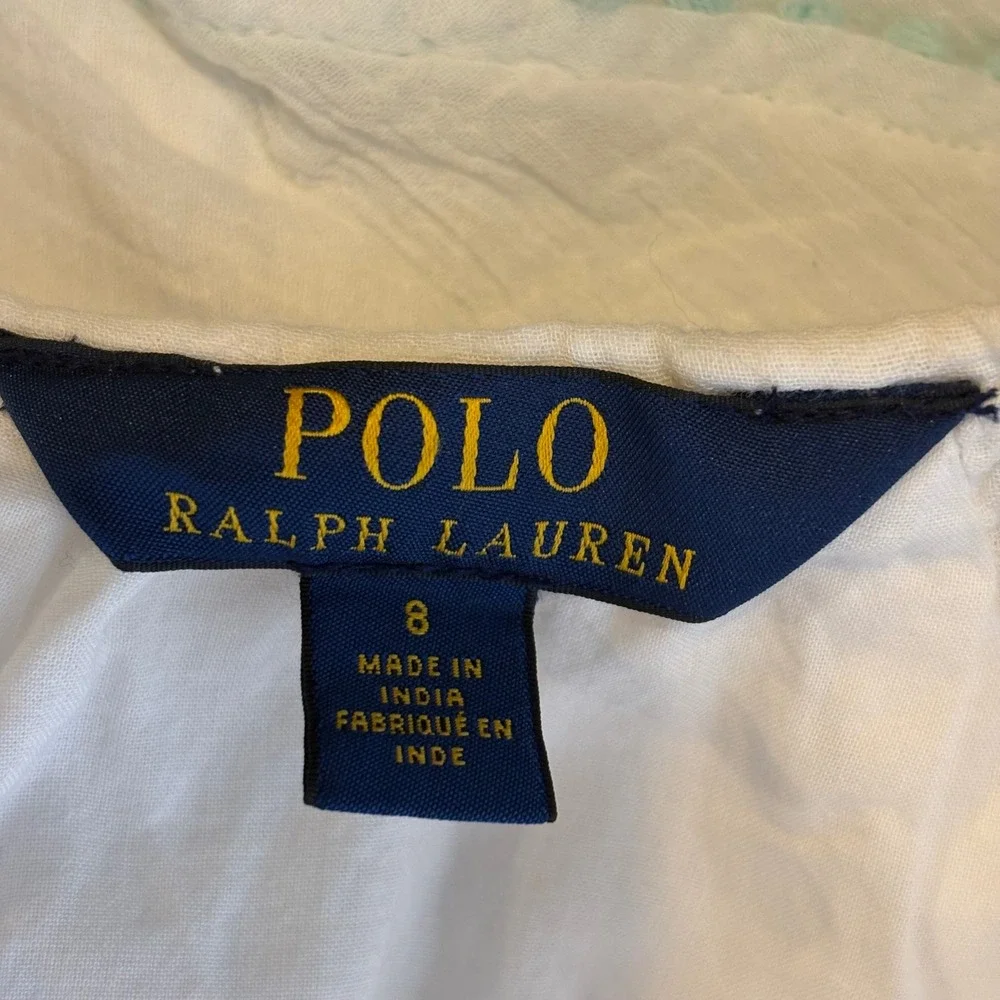 Polo Ralph Lauren Girls White Cotton Gauze Flutter Sleeve Dress Size 8 Beachy